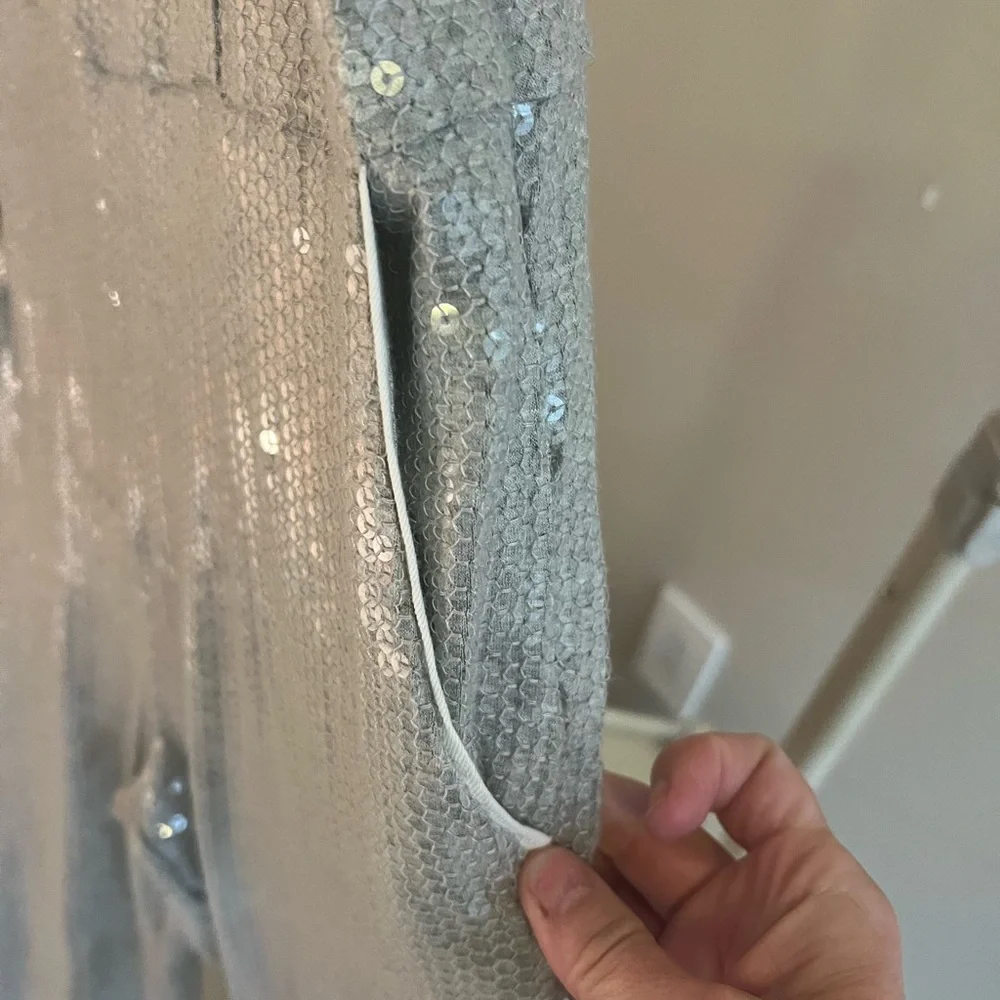 Anthropology Claudette silver sequined jumpsuit - EUC - size 2 - Picture 4 of 6